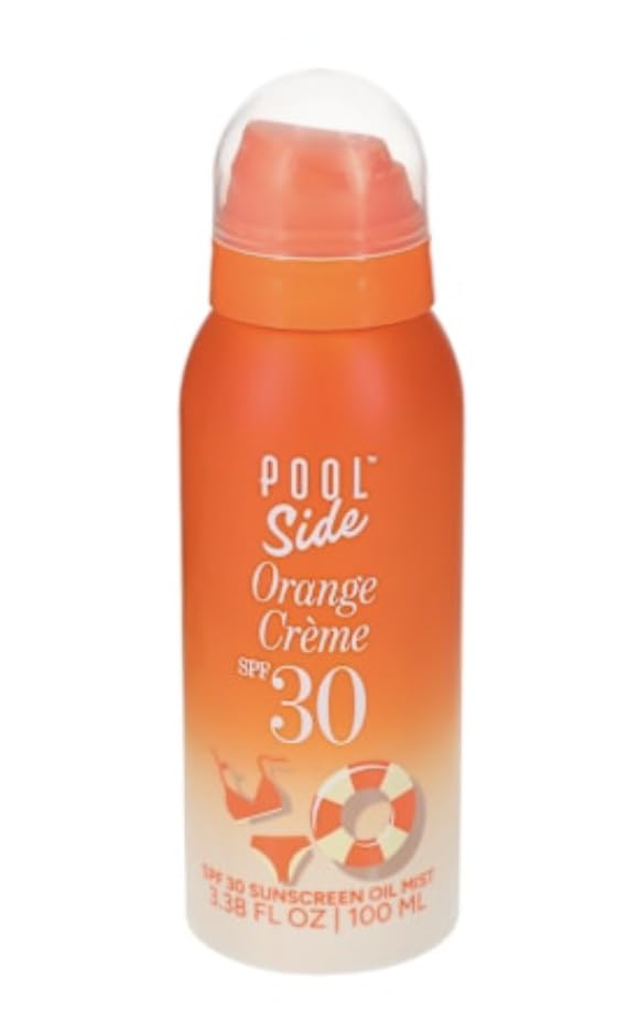 Pool Side SPF 30 Sunscreen Oil Mist, Orange Crme Scent, Body Sun Protection, Oil Form, 3.38 Fl Oz