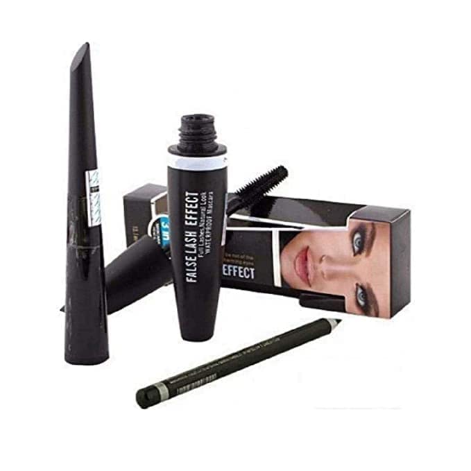 Glowhouse Professional Combo Waterproof Eyeliner, Mascara, Eyebrow Pencil, Kajal With Sketch Eyeliner In Black And 1 Pair Of Eye