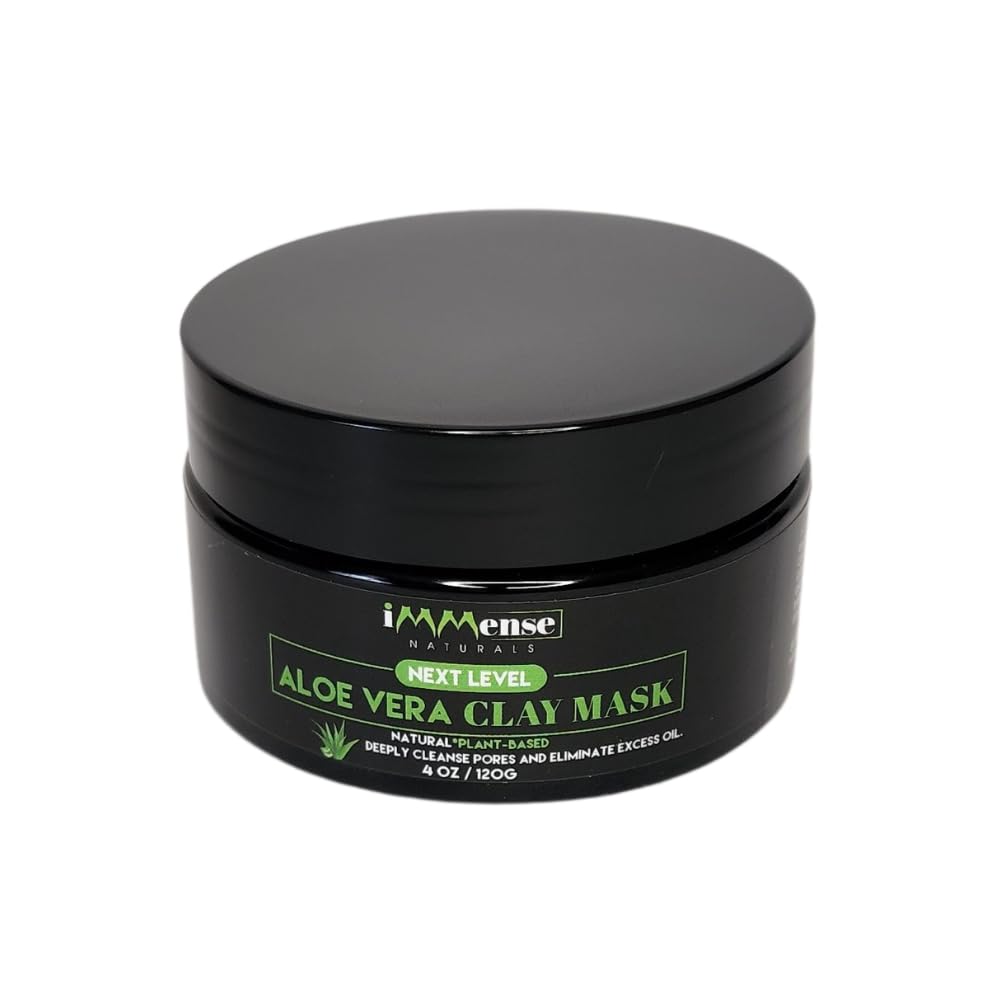 iMMense Naturals Clay Mask for Face, Aloe Vera PlantBased Skin Care with Vitamin C and Moisturizing Deep Pore Cleanser, Facial 