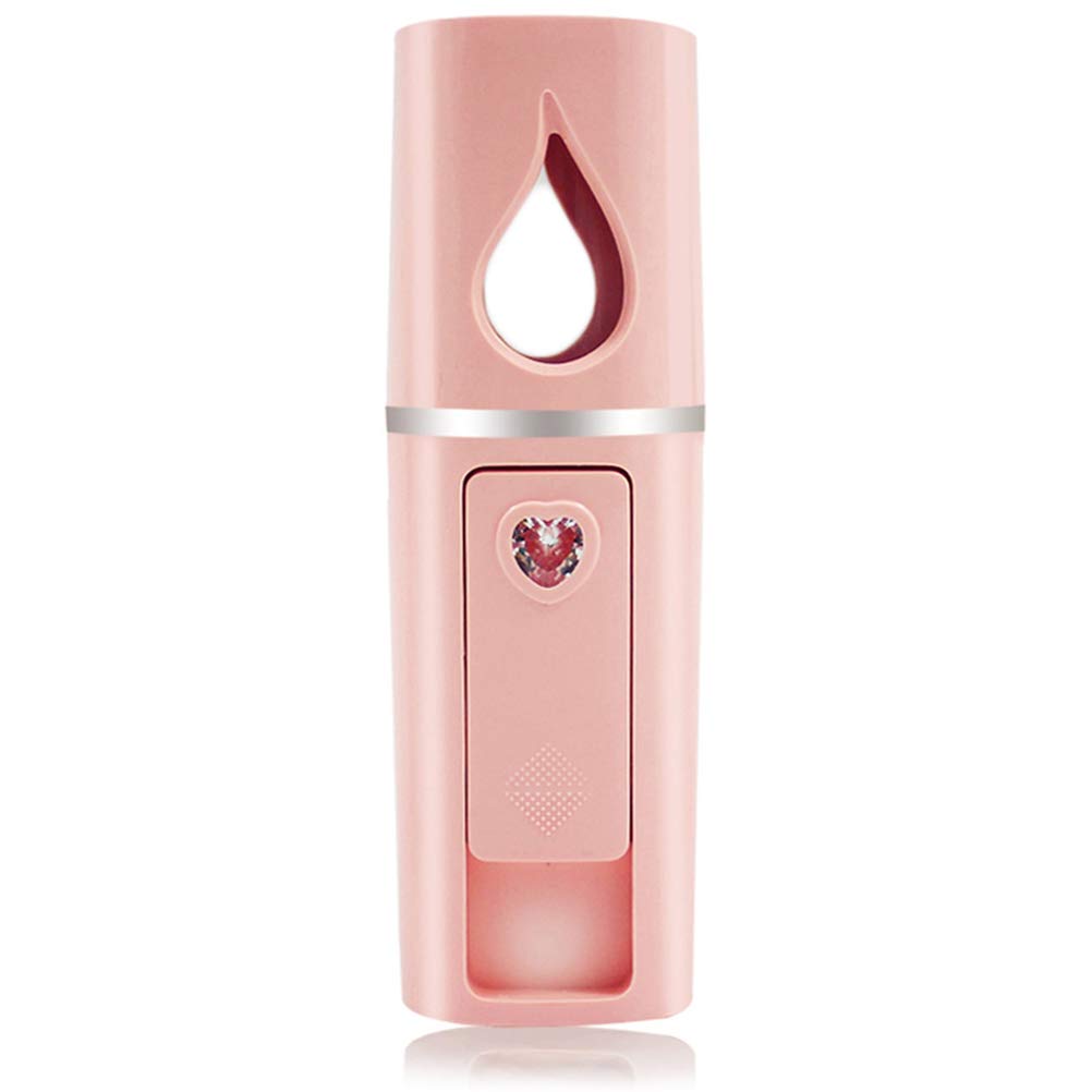 Portable Nano Facial Mister Mini Facial Steamer Atomization Eyelash Extensions With Mirror & 20Ml Visual Water Tank (Pink)