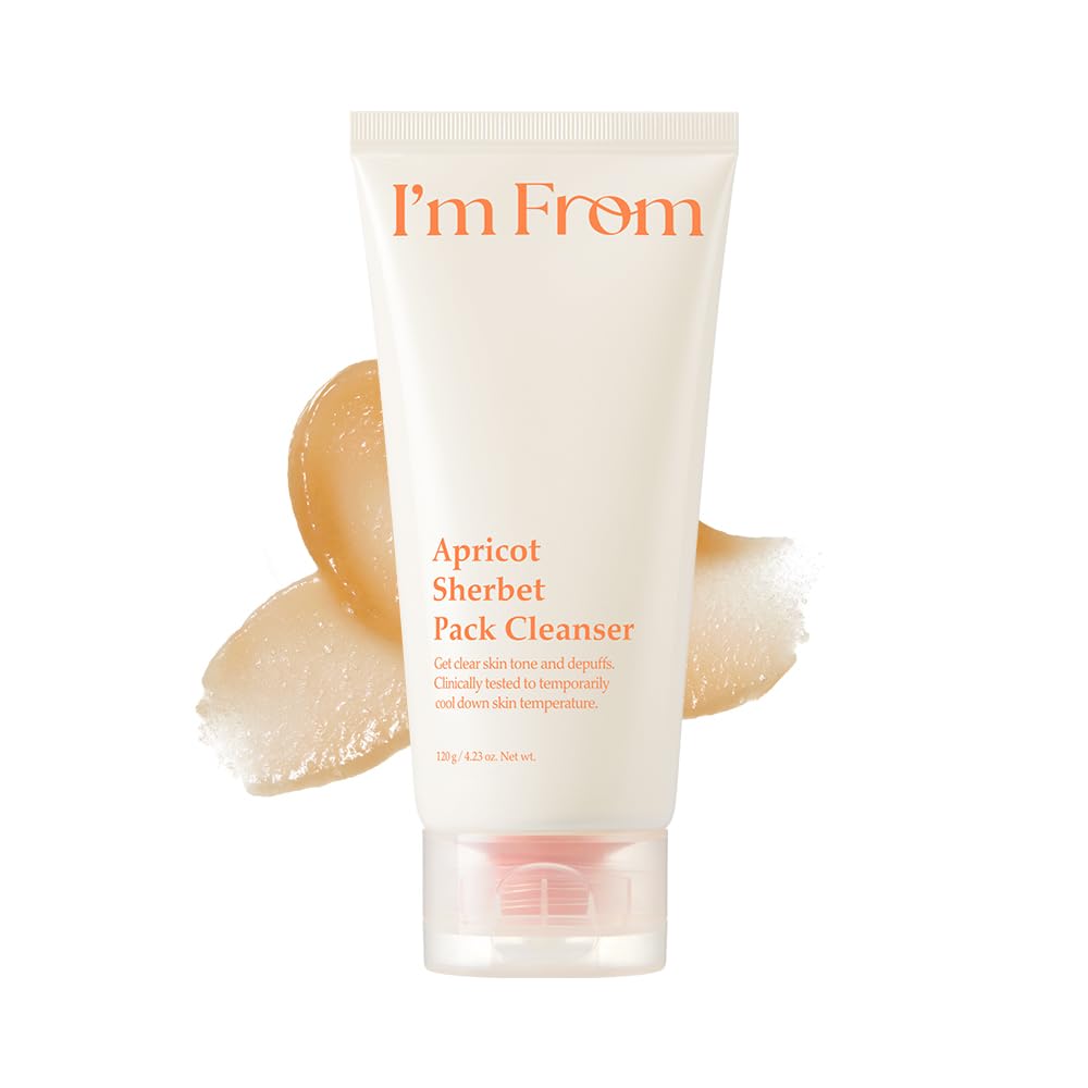 Im From Apricot Sherbet Pack Cleanser, Korean 2in1 Pack to Foam Cleanser with Apricot Extract for Gentle Cooling & Refreshing 