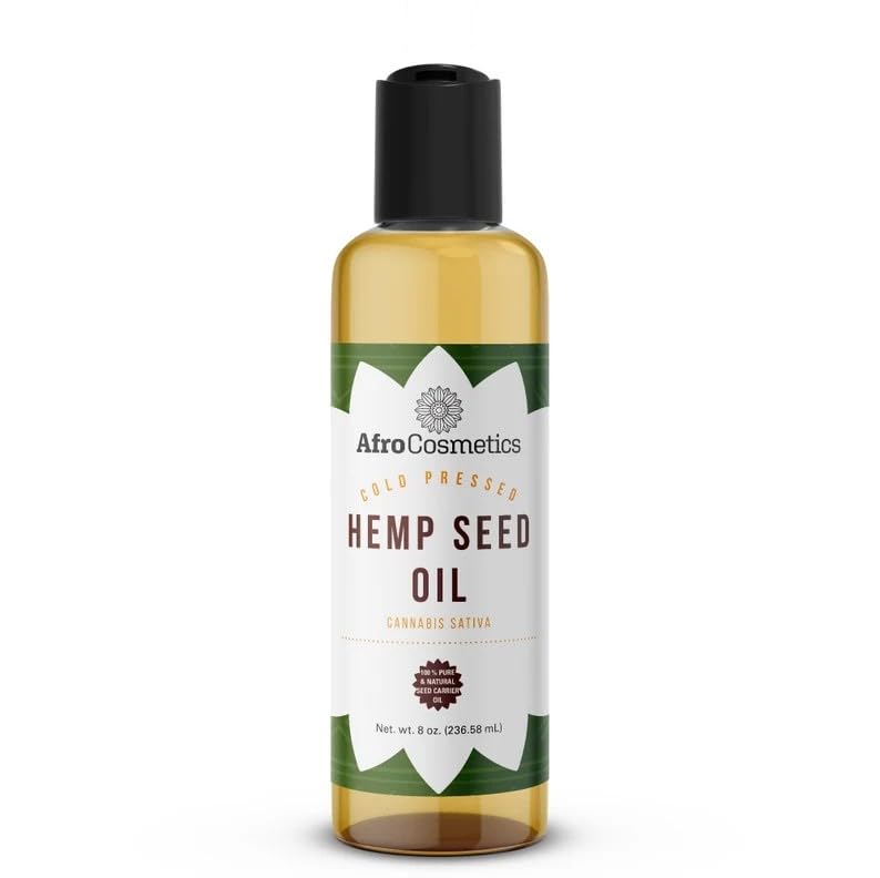 AFROCOSMETICS Hemp Seed Oil, Natural Cold Pressed Carrier Oil 8 OZ