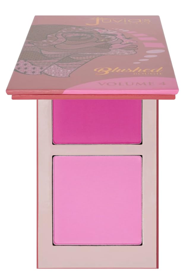 Juvia's Place Blushed Duo Blush Volume4 - Two Tone Pigmented Buildable Pressed Mineral Powder - Rosy Natural Cheeks Matte Fresh 