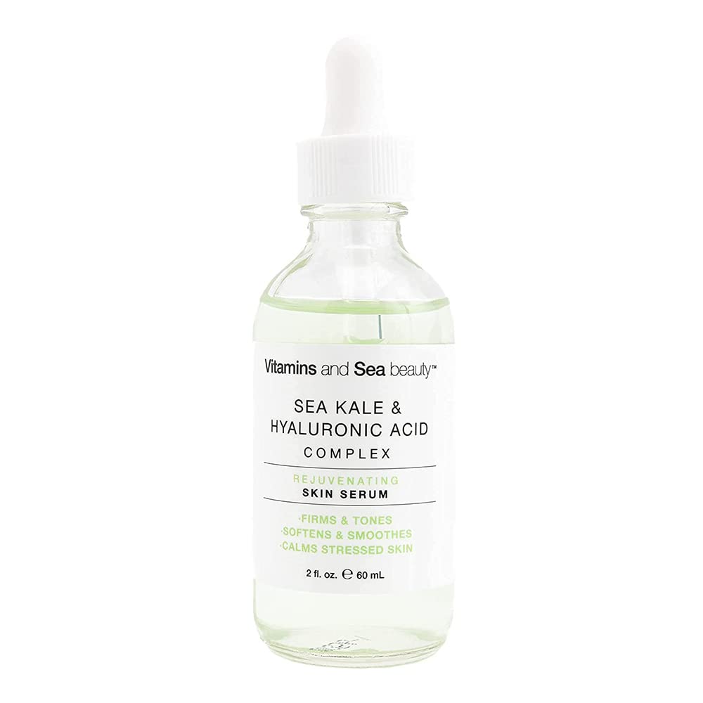 Vitamins and Sea Beauty, Hyaluronic Acid Serum for Face AntiAging with Sea Kale, Smoothing Facial Serum Skin Firming Hydrating 