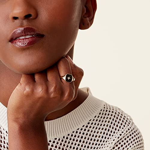 PAVOI 14K Gold Plated Signet Ring for Women | Bold Stackable Ring (Rose Gold, 5)