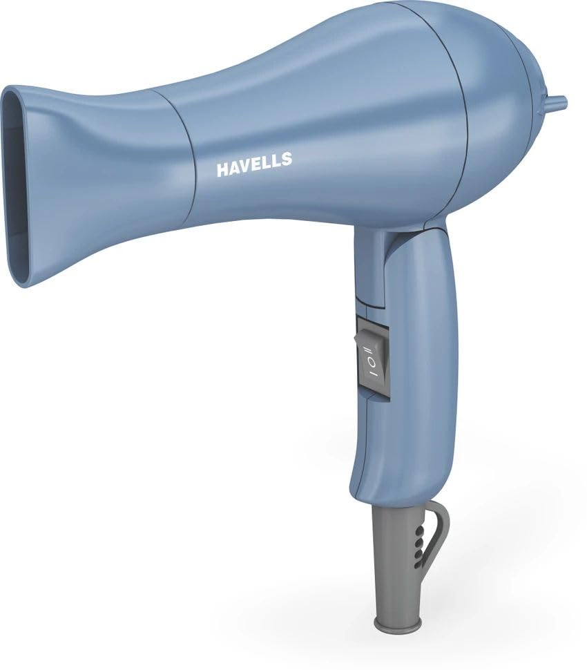 Havells 1000W Foldable Hair Dryer | 2 Heat Settings (Hot/Warm) | Heat Balance Technology | Pastel Blue | Your Perfect Blow Dry C