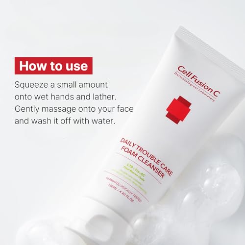 Cell Fusion C Tre.AC Daily Trouble Care Foam Cleanser, Gentle Foaming Cleanser for Acne-Prone Skin, Salicylic Acid to Help Clear