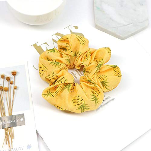 8PCS Bright Color Hair Rope Pineapple Pattern Cute Hair Ties Scrunchies Satin Elastic Ponytail Holders Rubber Bands Soft Hair Bo