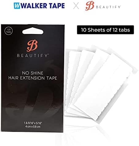 Beautify No Shine Hair Extension Tape Tabs - Double Sided Replacement Tape For Hair Extensions, 120 Tabs Per Pack - Shine-Free H