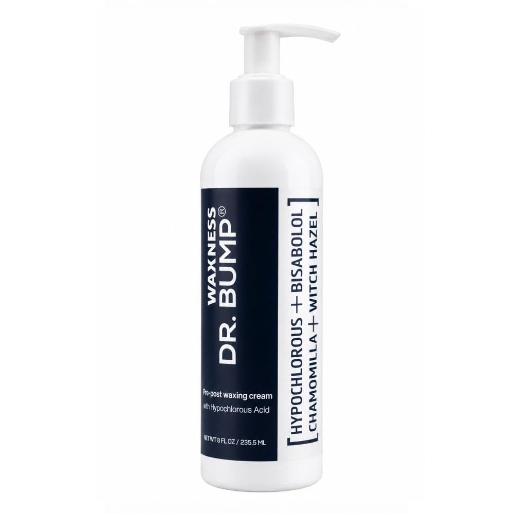 Waxness Dr. Bump Post Waxing Cream with Hypochlorous Acid 8 fl oz (235.5 ml)  Soothing Botanical Formula, Cooling Menthyl Lacta