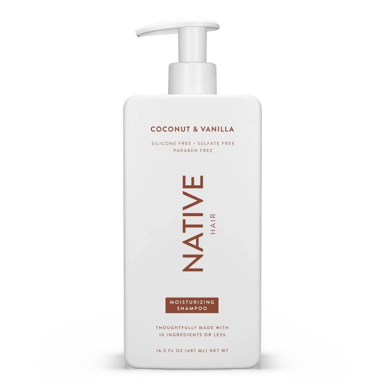 Native Coconut & Vanilla Moisturizing Vegan Shampoo, Clean, Sulfate, Paraben And Silicone Free - 16.5 Fl Oz