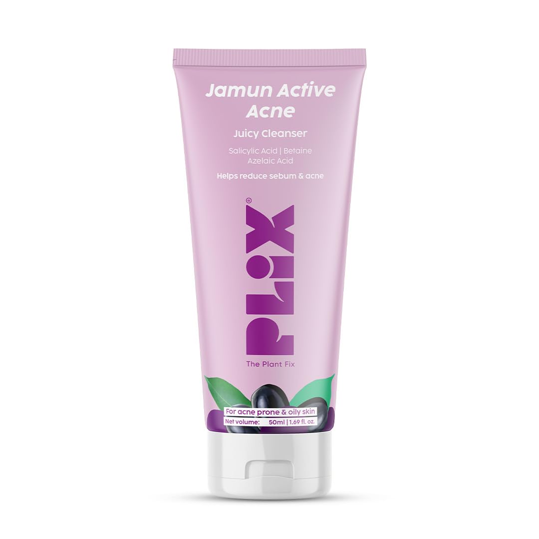 Plix  The Plant Fix Jamun Active Acne Mini Facewash Gel Oily & Acne Prone Skin | Daily Use | Women & Men | 50 Ml