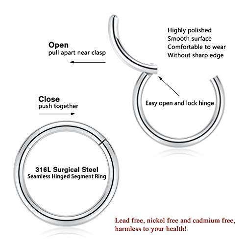 18g Cartilage Earring Hoop Nose Rings 18 Gauge Nose Ring Hoop Tragus Earring Black Daith Earrings Helix Earrings Forward Helix E