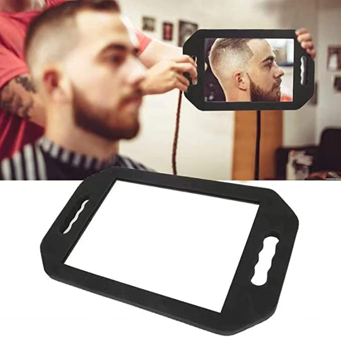 Mpowtech Large Hand Held Mirror,Rectangular Foam Barber Mirror For Haircut,Foam Handle Mirrors,Double Hand Mirror With Handle,Li
