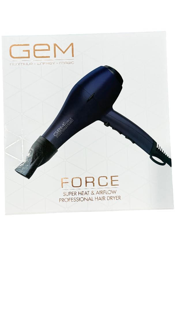 Gem Force Intense Ionic Ceramic Science Hair Dryer (Navy), 1 Count (Pack of 1)
