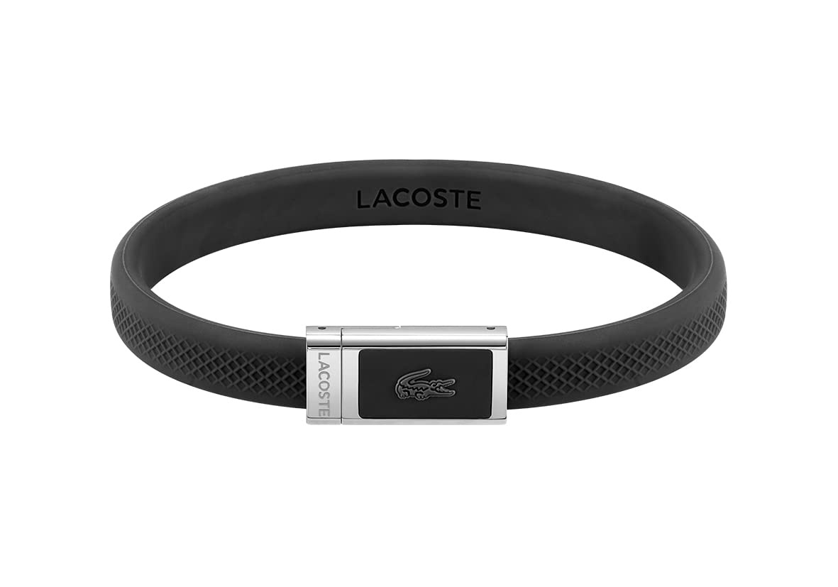 Lacoste 2040114 Jewelry L.12.12 Mens Stainless Steel and Black Silicone Bracelet Color: Black