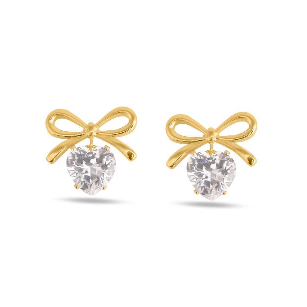 Palmonas Zircon & Bow Stud Earrings | Gifts For Girlfriend | Gift For Women & Girls