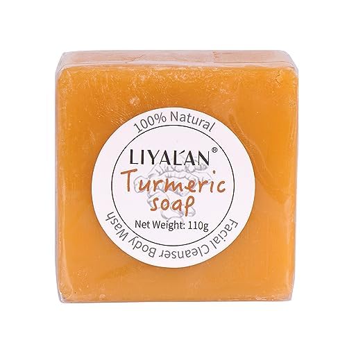Liyalan Turmeric Soap Bar For Face & Body-Tumeric Soap,Acne, Dark Spots, Hyperpigmentation, Smooth Skin,Cleansing Natural Handma