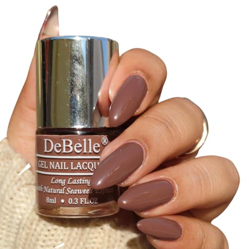 Debelle Gel Glossy Finish Nail Lacquer Woody Chocolate (Light Chocolate Brown) 8Ml  Enriched With Natural Seaweed Extract, Crue