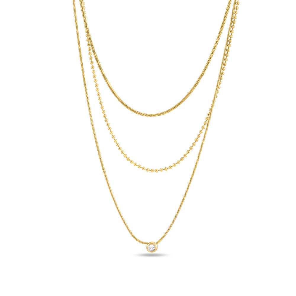 Palmonas Golden Layers With Stone Necklace For Women  18K Gold Plated Necklace, WomenS Jewellery | Gift For Girls & Women