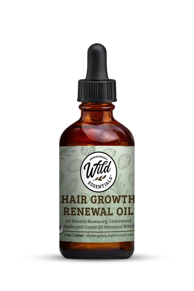 Wild Essentials Hair Growth Renewal Oil  Rosemary, Peppermint & Cedarwood with Jojoba + Castor Oils  Scalp Conditioning Treatm
