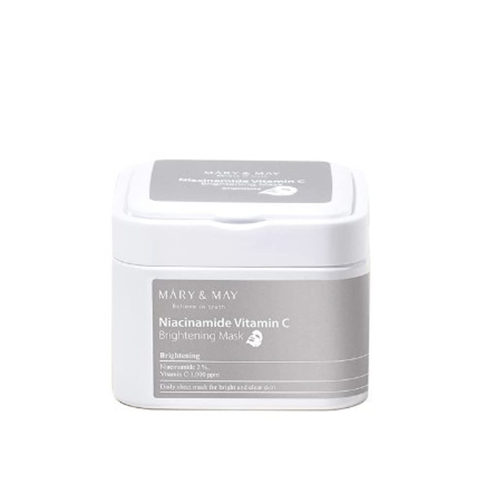 Mary&May Niacinamide Vitamin C Daily Mask - Quick Dispenser Type Korean Face Mask Sheet For Radiance Clear Skin - Dark Spot Corr