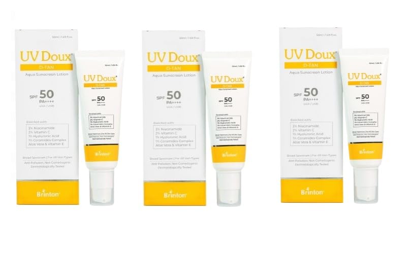 Uv Doux DTan Aqua Sunscreen Lotion Spf 50 Pa++++ | IndiaS No.1 Dermatologist Recommended Brand |Ceramide, Niacinamide & Hyaluro