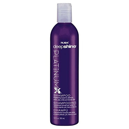 Rusk Deepshine Platinum Shampoo, 12 Oz, Gentle Cleansing Shampoo, Brightening Boost For Platinum, Silver, Gray, White, And Blond