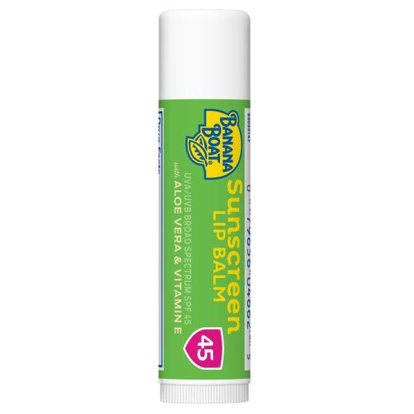 Banana Boat Aloe Vera With Vitamin E Sunscreen Lip Balm Spf 45 - .15 Oz, Pack Of 6