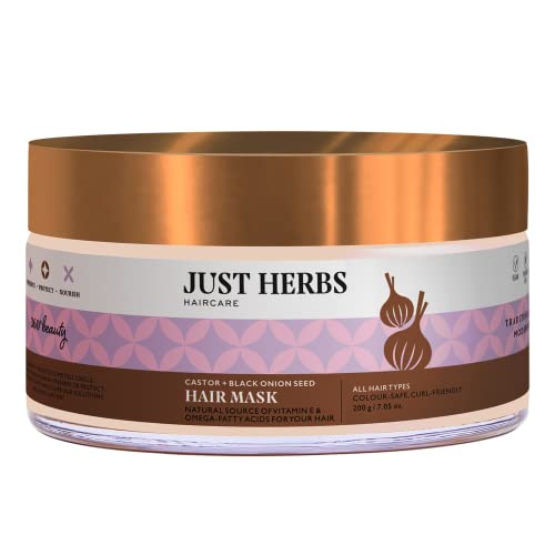 Just Herbs Anti Hairfall Natural Hair Mask with Castor & Black Onion Seed for Dandruff, Boost Hair Growth & Hair Spa  Suitable 