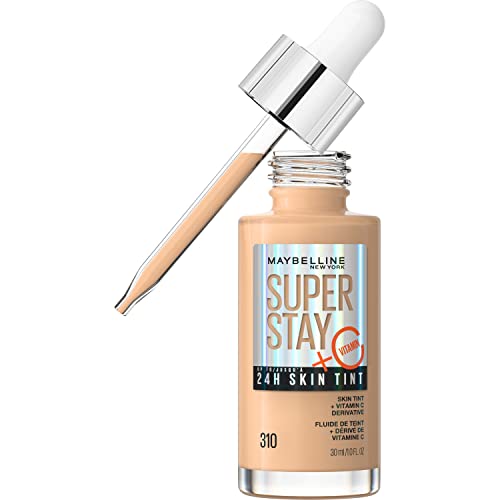 Maybelline Super Stay Up To 24Hr Skin Tint, Radiant Light-To-Medium Coverage Foundation, Makeup Infused With Vitamin C, 310, 1 C