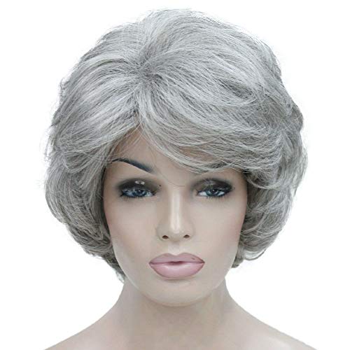 Lydell Women'S Short Curly Wavy Wig Synthetic Hair Full Wig 6 Inches (51 Silver Grey)