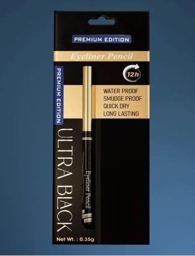 B Inik Black Eyeliner Pencil, Waterproof, Smudge Proof, Quick Dry, Long Lasting, Matte Finish, 0.35G