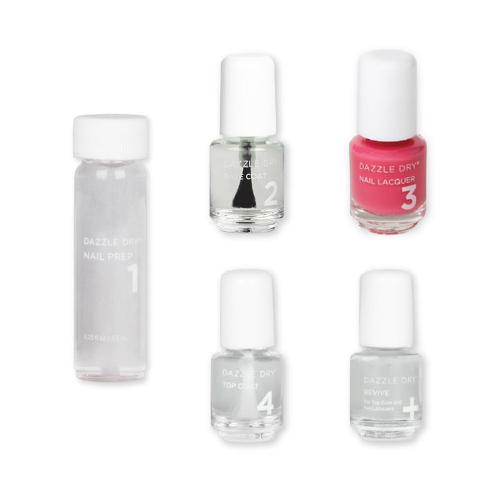 Dazzle Dry Mini Kit 4 Step System - Raspberry Crme - Light raspberry milkshake. Full coverage cream. (5 Piece Kit / 5 Manicures)