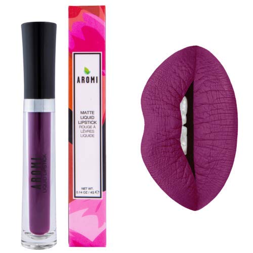 Aromi Violet Plum Liquid Lipstick, Dark Purple Lip Color, Vegan And Cruelty-Free, Long-Lasting And Smudge Proof Lipstick, Handma