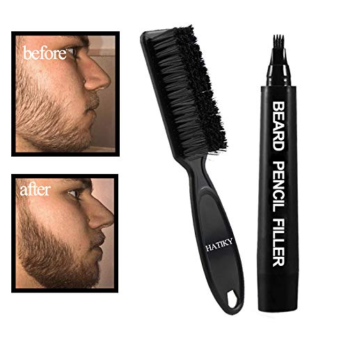 Hatiky Beard Pencil Filler For Men- Water Proof& Sweat Proof, Long Lasting -Beard Pen With A Micro-Fork Tip Applicator Creates N