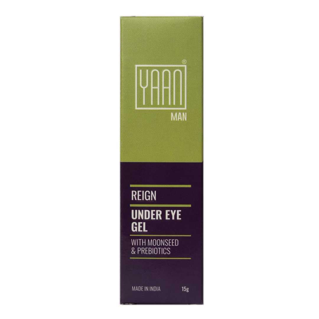 Yaan Man Under Eye Gel | Eliminates Dark Circles And Depuffs | With Moonseed And Probiotics | Inbuilt Cooling Massage Roller | 1