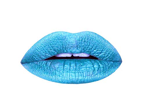 Aromi Bright Blue Metallic Liquid Lipstick | Ocean Lip Color With Shimmery Finish, Vegan, Cruelty-Free, Long-Lasting, Handmade (