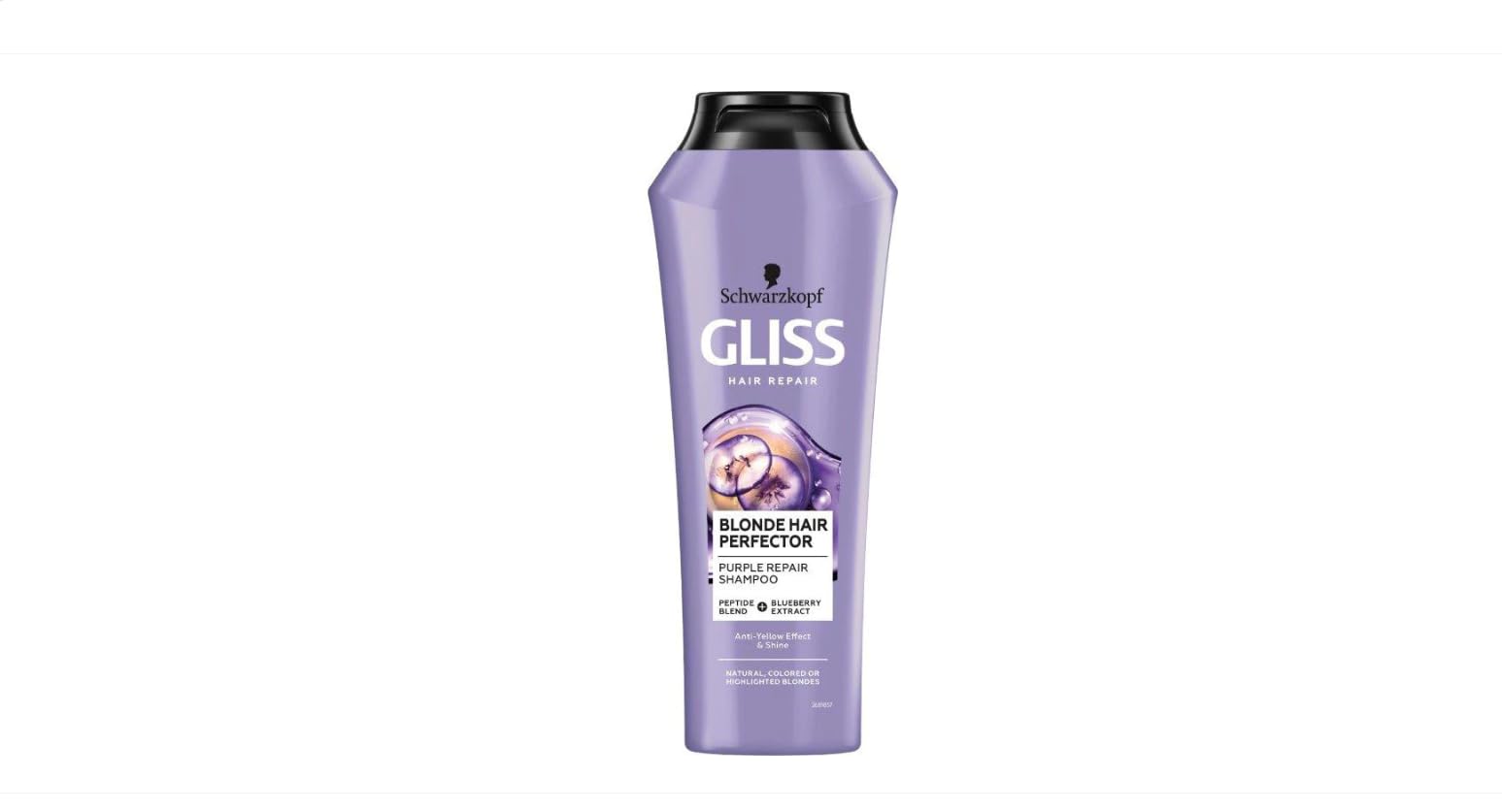Schwarzkopf Gliss Shampoo Blonde Hair Perfector, Enhances & Maintains Blonde Tones, Neutralizes Brassiness, with Keratin & Purpl