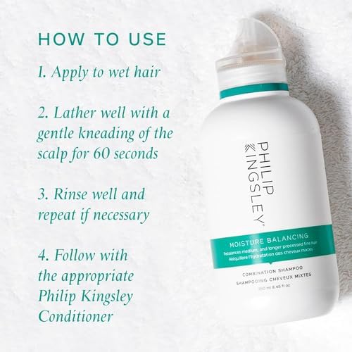 PHILIP KINGSLEY Moisture Balancing Combination Shampoo Hydrating for Dry Oily Hair, Hydration Anti-Frizz Anti-Oxidant Shampoo Ge