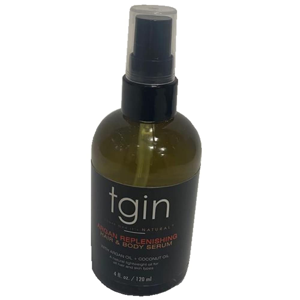 tgin Argan Replenishing Hair Serum  4 Oz, Dry Hair, Moisturizing, Breakage Control, Paraben Free, Coconut Scent, Serum for Natu