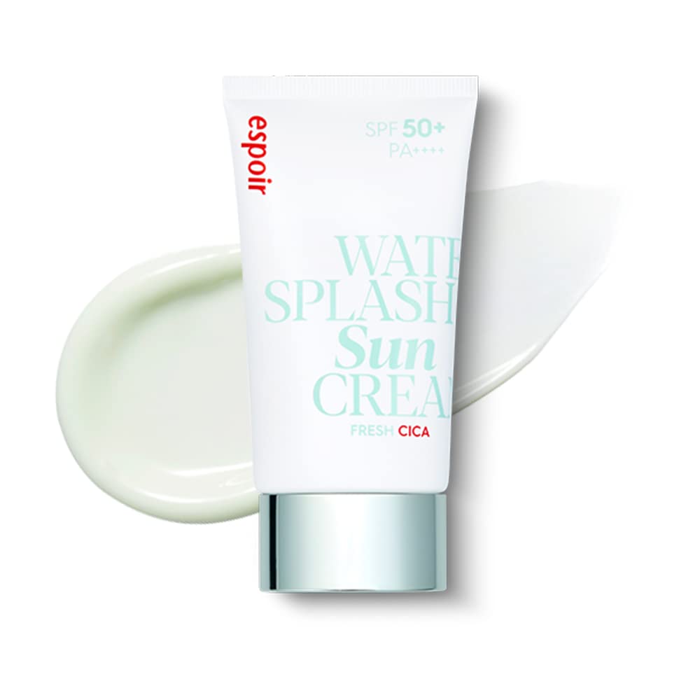 Espoir Water Splash Sun Cream Fresh Cica 2 oz SPF50+ PA++++ | Moisturizing and Soothing Vegan Sun Block Skin Care with Green Tea