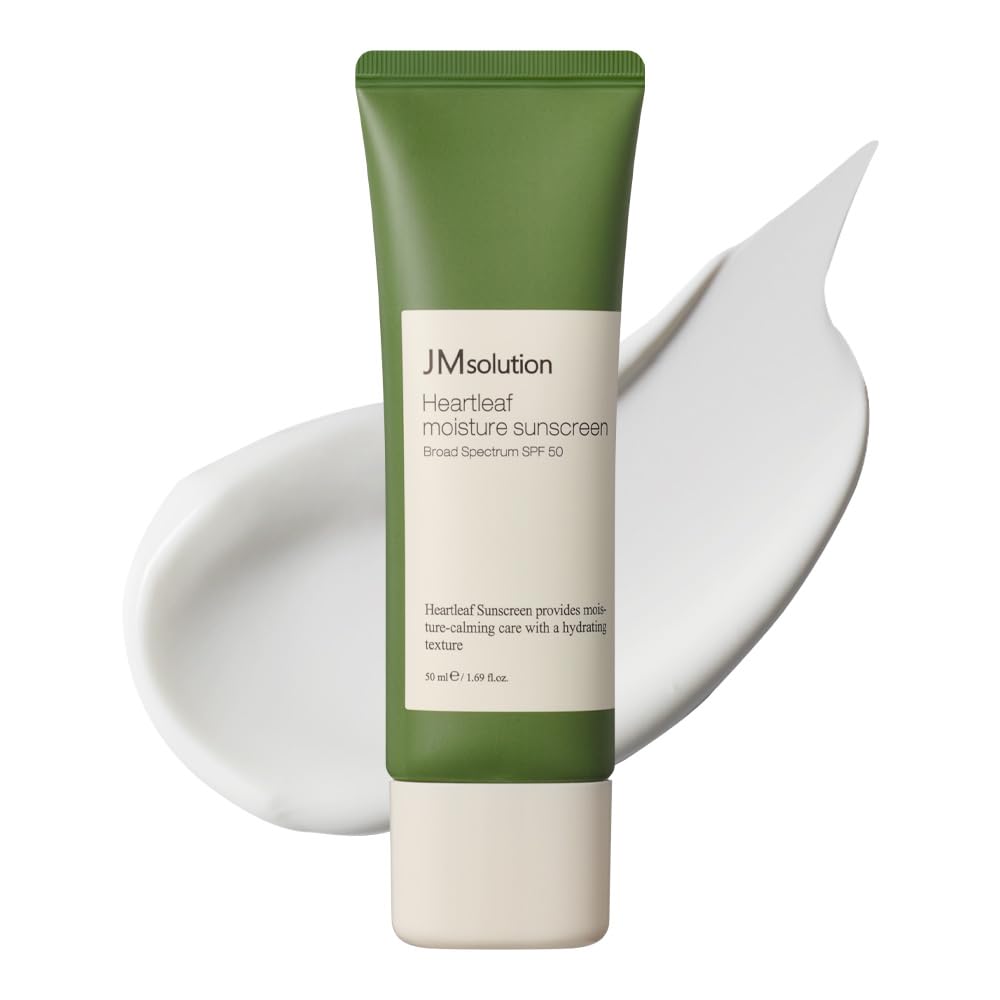 JMsolution Heart Leaf Sunscreen SPF 50 - Made in USA, Calming UV Protection with Heart Leaf & Centella Asiatica - Lightweight Hy