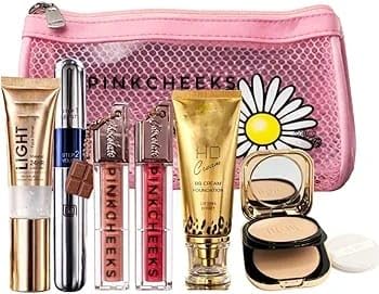 5In1 Complete Makeup Combo Kit  Bb Cream, Mascara, 2 Liquid Matte Lipsticks, Water Jelly Hydrating Primer & Compact Powder Wi