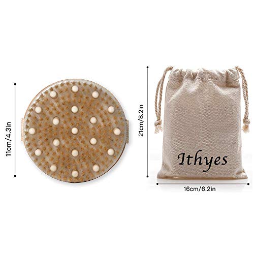 Ithyes Body Brush Dry Brushing Bath Brush Gentle Skin Exfoliate Massage Scrub 100% Nature Boar Bristles Bamboo Wood Improve Bloo