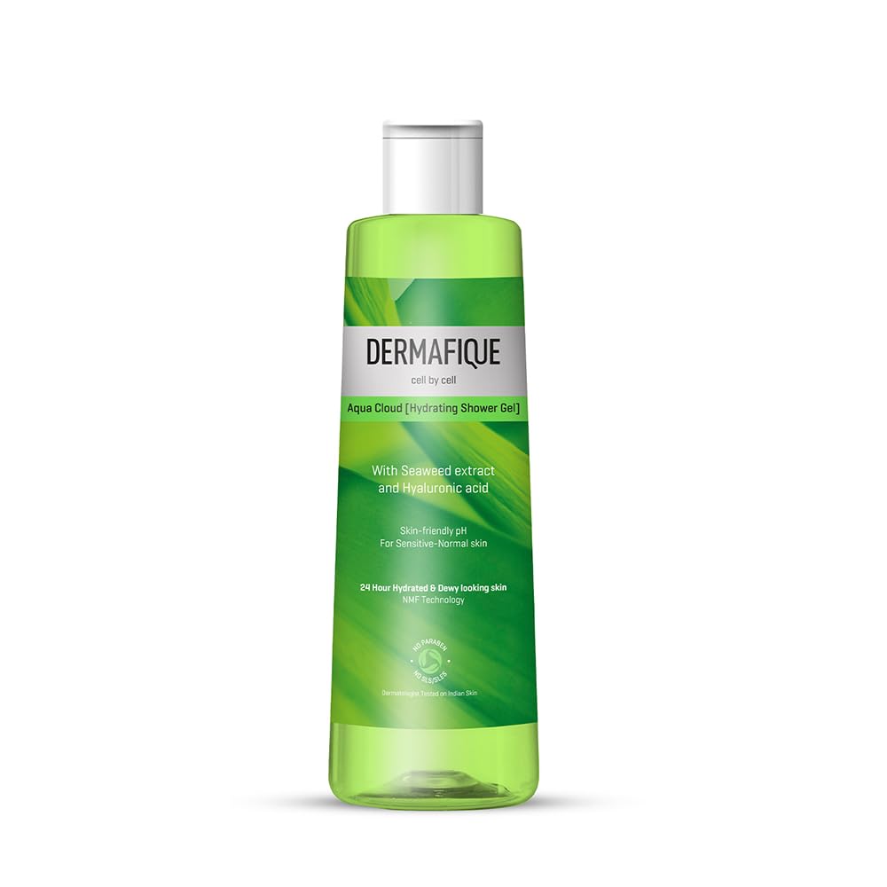 Dermafique Aqua Cloud Hydrating Shower Gel - 250Ml, Body Wash For Women & Men, 24 Hr Hydration, No Parabens/Sls/Sles, With Hyalu
