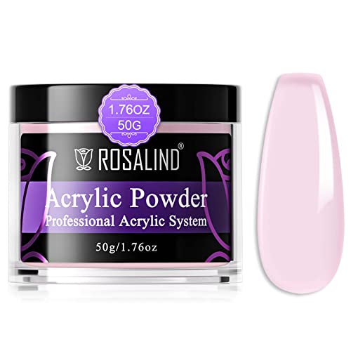 ROSALIND Soft Pink Acrylic Nail Powder, 50g/1.76oz Pink Acrylic Powder for Acrylic Extension Professional Polymer Nail Acrylic P