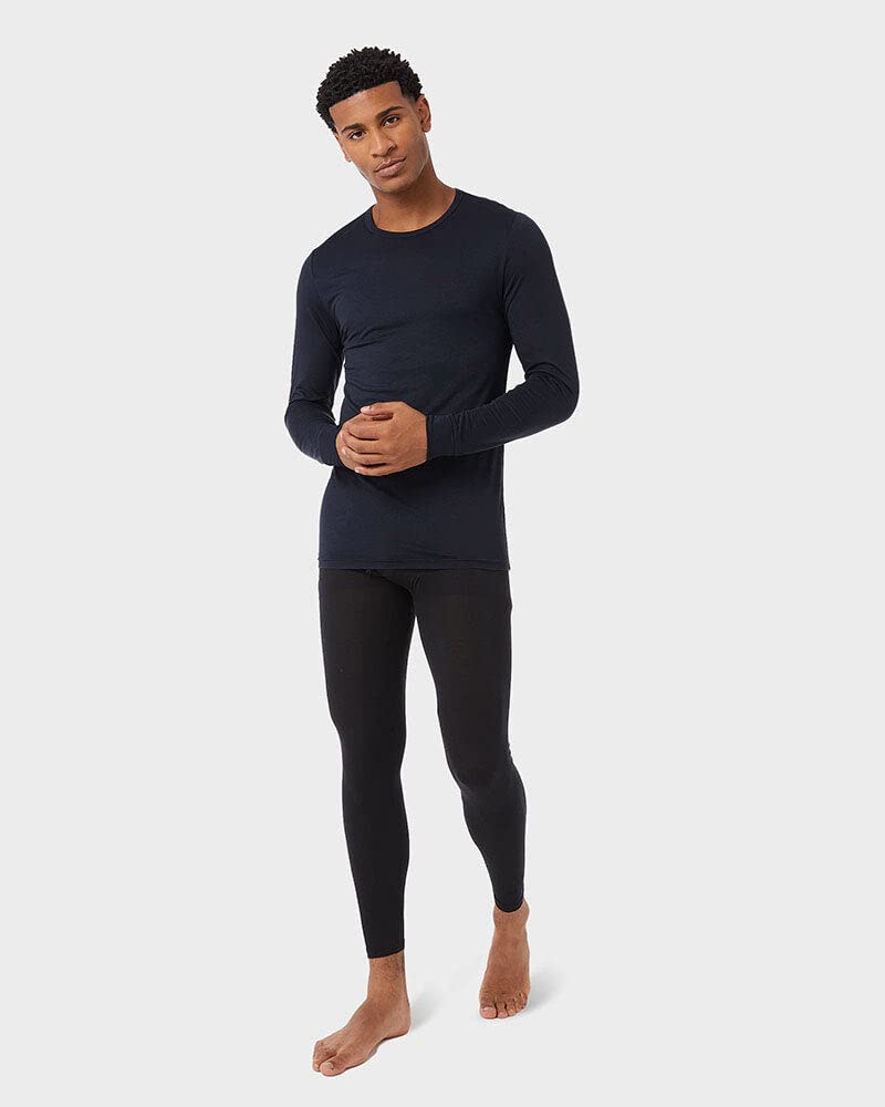 32 DEgREES Mens Lightweight Baselayer crew Top  Long Sleeve  Form Fitting  4-Way Stretch  Thermal, Stormy Night, XX-Large
