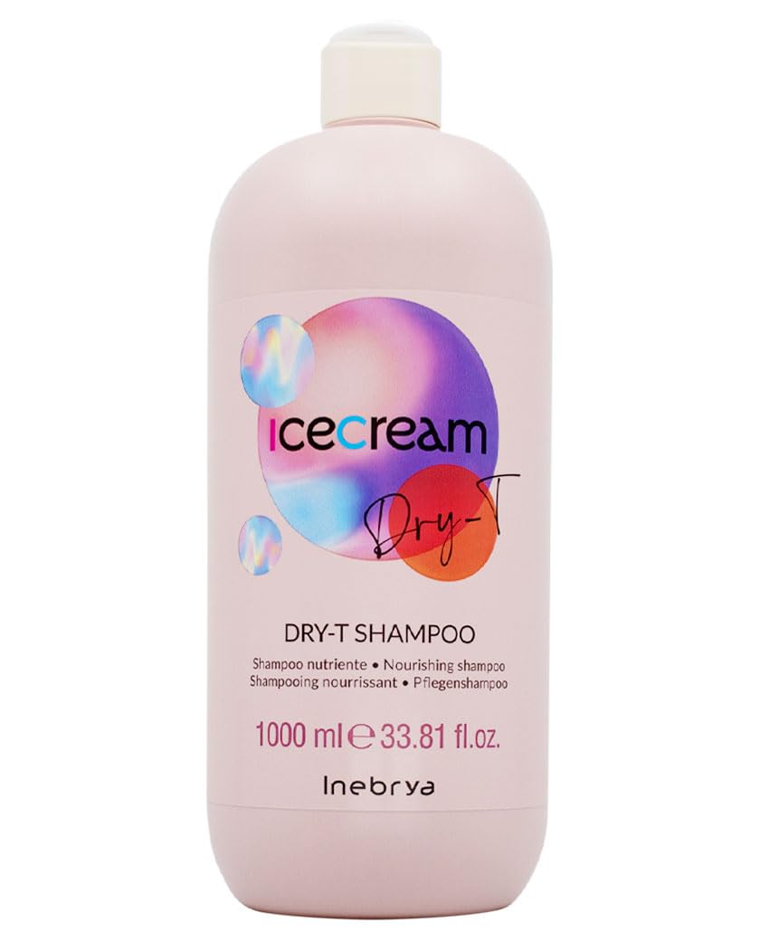 Inebrya Ice Cream Dry-T Shampoo - Nourishing Shampoo for Dry, Frizzy, and Treated Hair with Silk and Wheat Proteins (33.8 oz.)