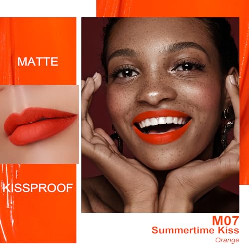 Oulac Matte Liquid Orange Lipstick For Women, Long Lasting Lipstick Waterproof Lip Stain, No Transfer, Creamy High Pigmented For